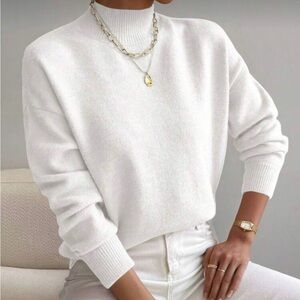 Women's White Mock Neck Sweater